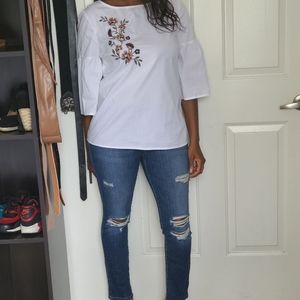 Como Vintage Lantern Sleeve Floral Blouse